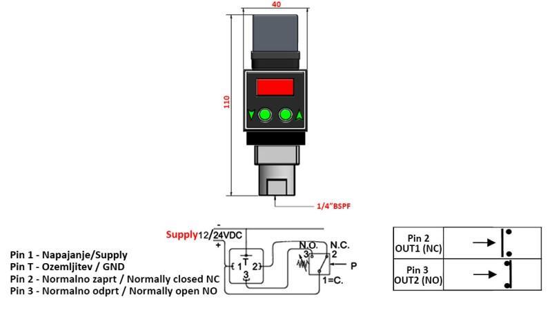 ELEKTRONSKO TLAČNO STIKALO FL55 0-200 BAR (MAX.500BAR)